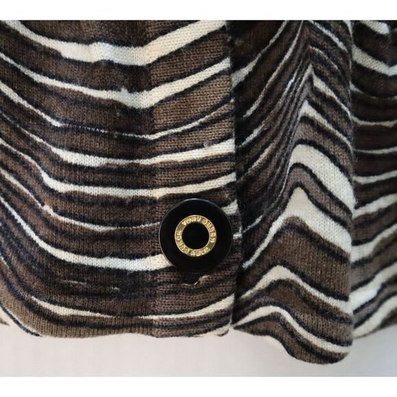 Tory Burch Women Sz S Brown Zebra Print Merino Wool Peplum Cardigan Sweater $398 - Picture 4 of 8